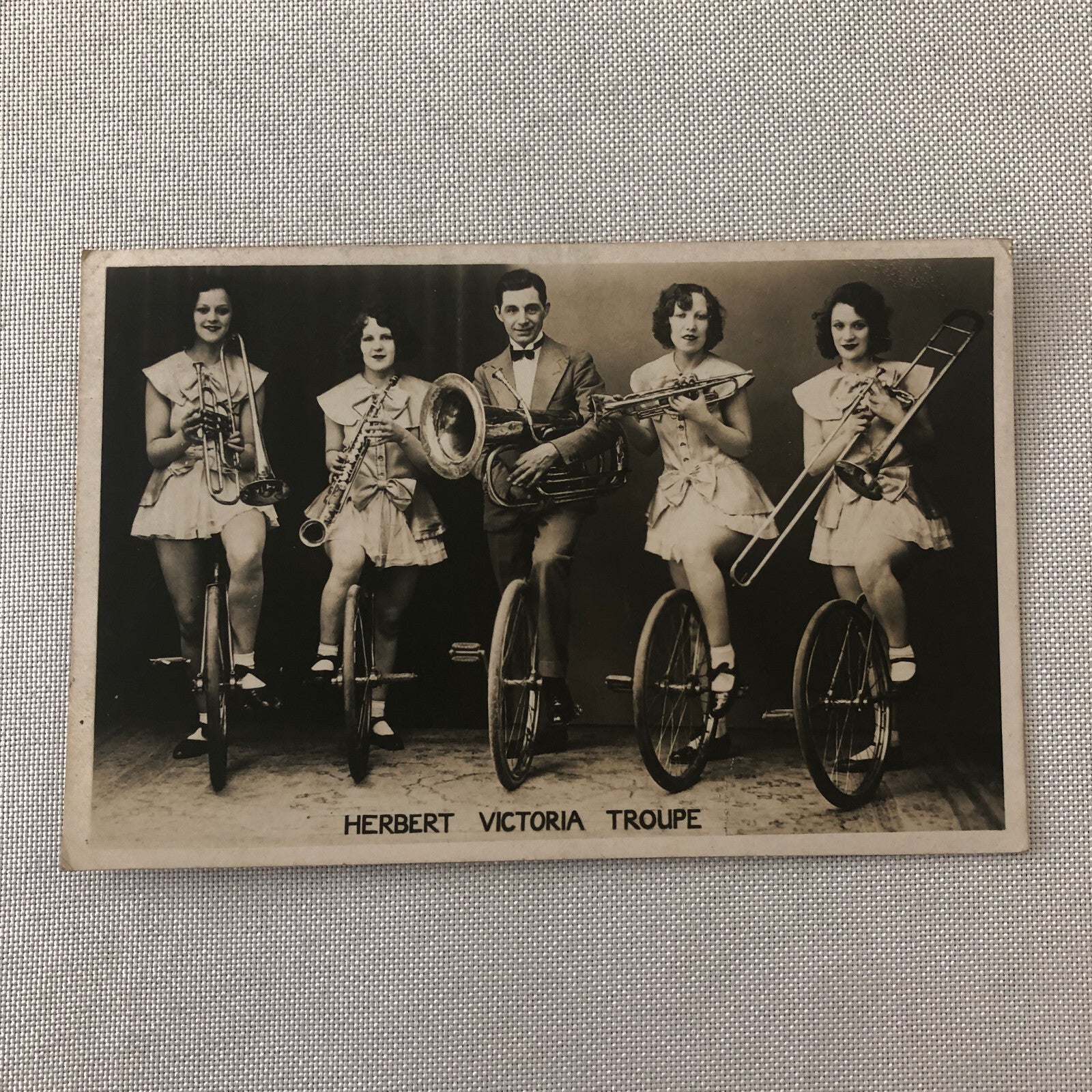 Circus Performer Unicycle Musicians Photo Postcard Real Photo Postcard RPPC ?