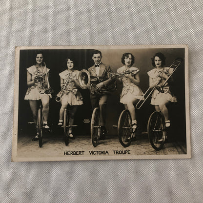Circus Performer Unicycle Musicians Photo Postcard Real Photo Postcard RPPC ?
