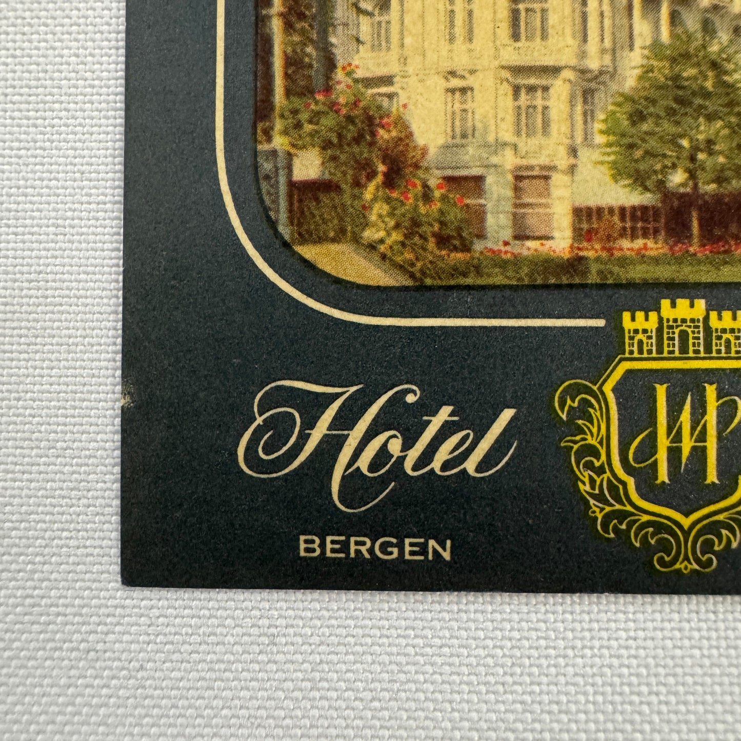 Vintage Travel Luggage Label Hotel Bergen Norway Norge