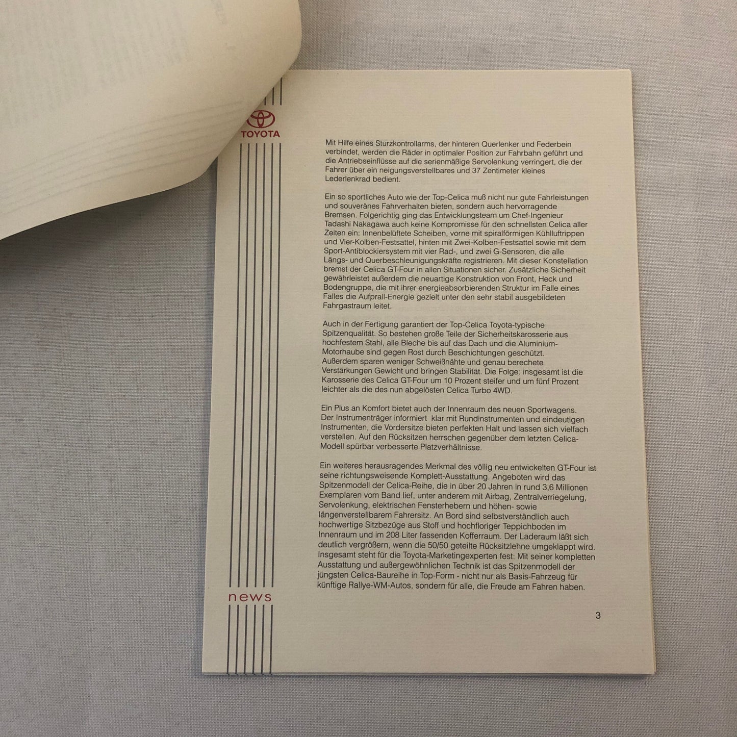 1994 Toyota Celica GT-Four Car Press Kit with Photos GERMAN TEXT European