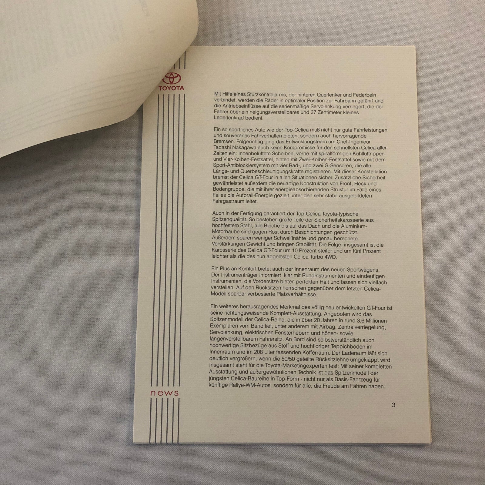 1994 Toyota Celica GT-Four Car Press Kit with Photos GERMAN TEXT European