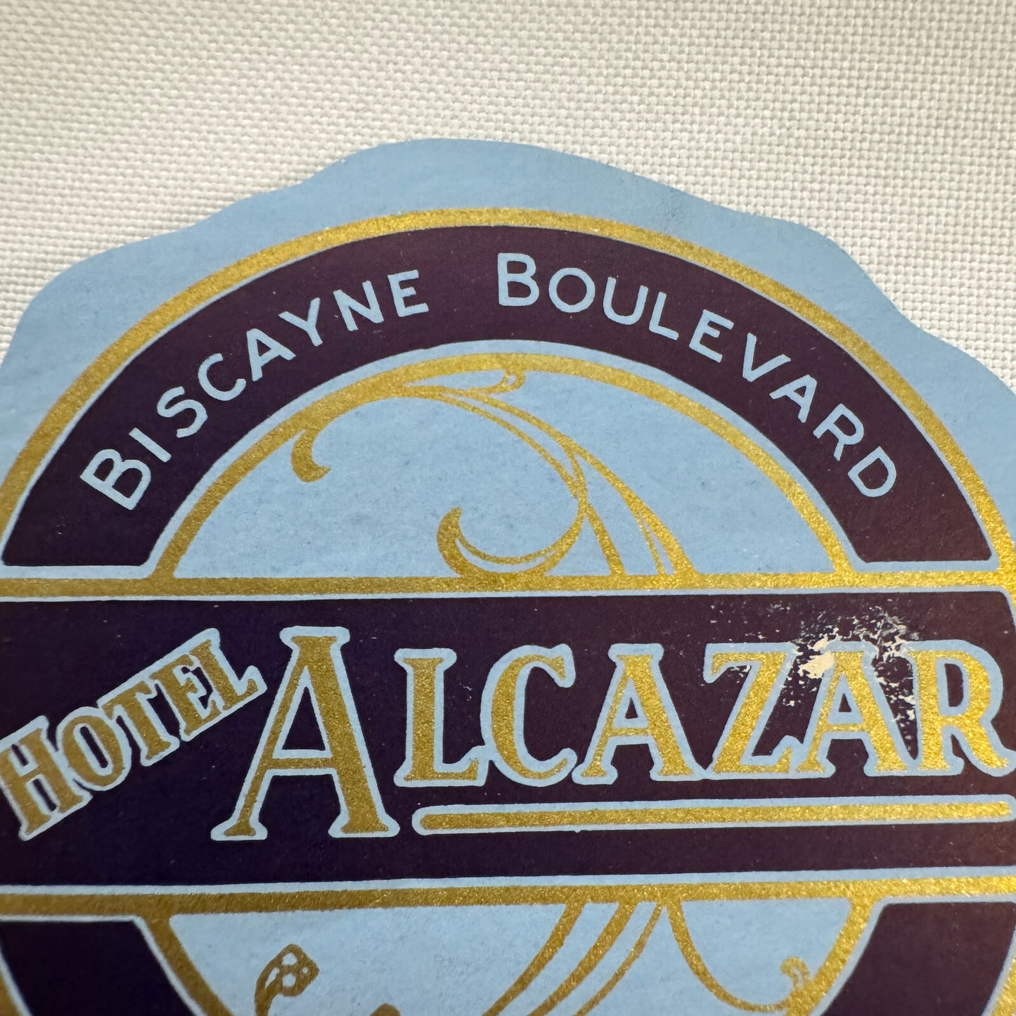 Vintage Travel Luggage Label Hotel Alcazar Miami Florida FL