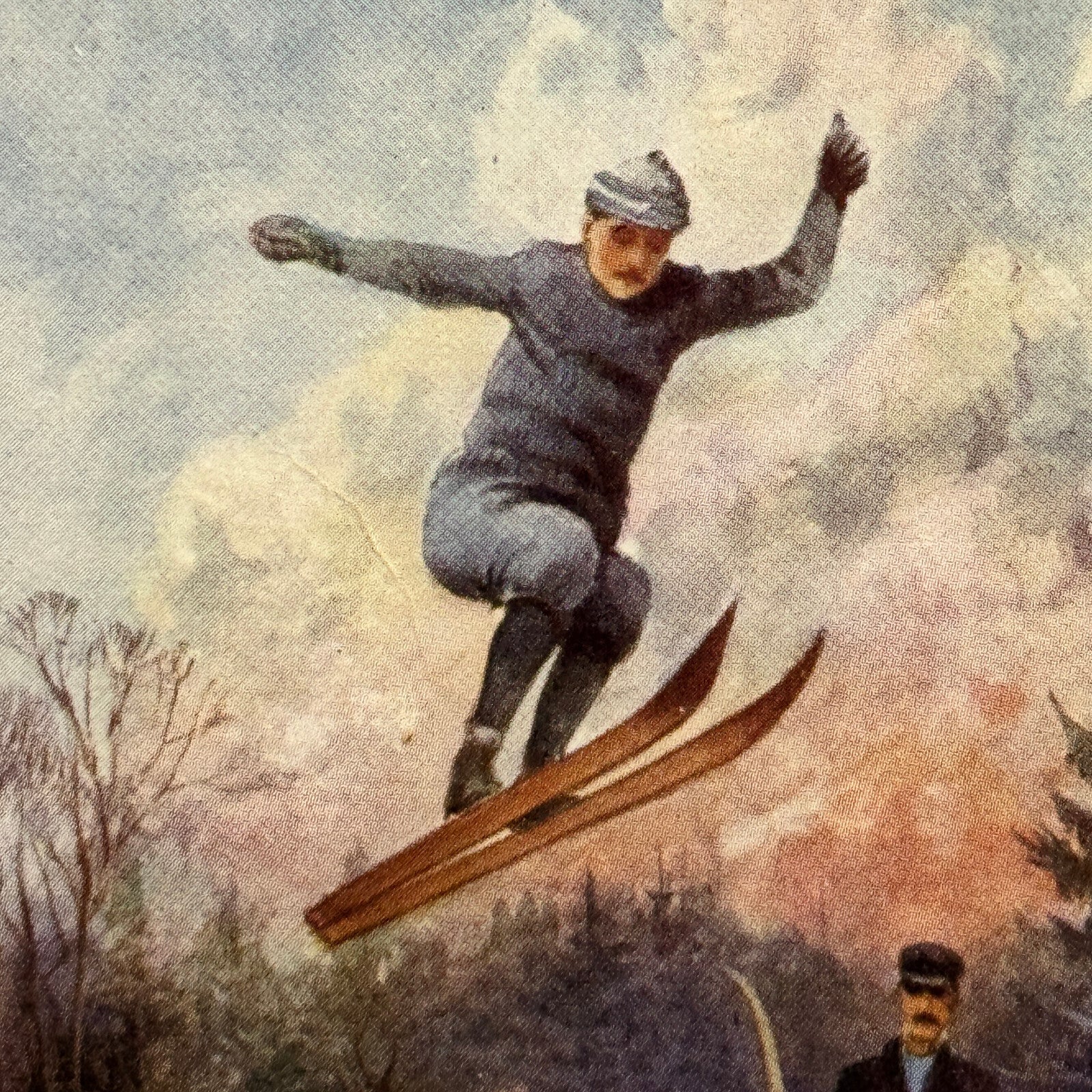 Tucks Postcard High Jump Skiing Antique Vintage Gilette