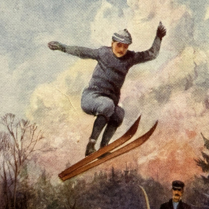 Tucks Postcard High Jump Skiing Antique Vintage Gilette