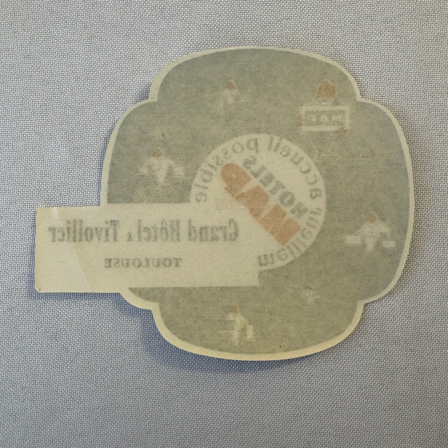Vintage Hotel Travel Luggage Label Toulouse France French Grand Hotel Tivollier