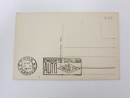 Vintage Italian Postcard All Osteria Rinaldo with Auto Ansaldo Stamp on the Back