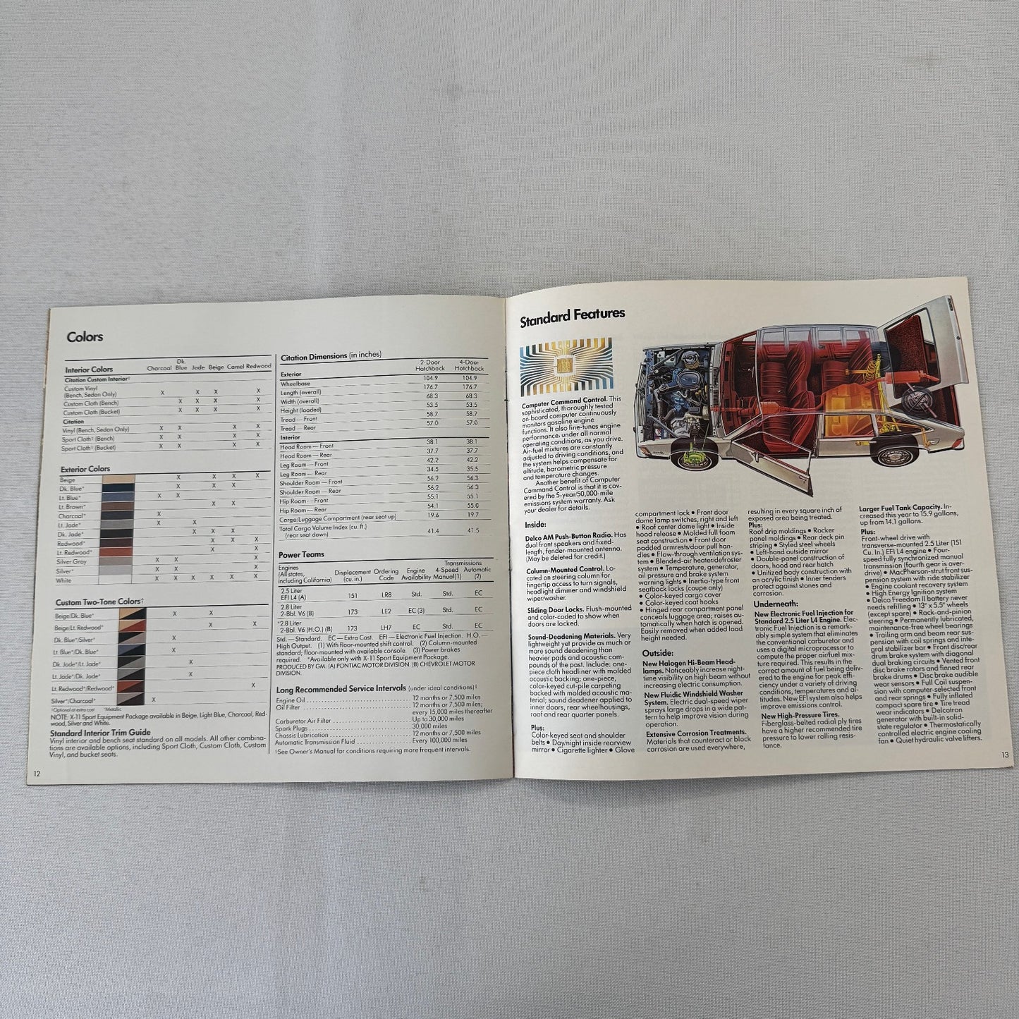 1982 Chevrolet Citation Car Sales Brochure Catalog Chevy X11 X-11