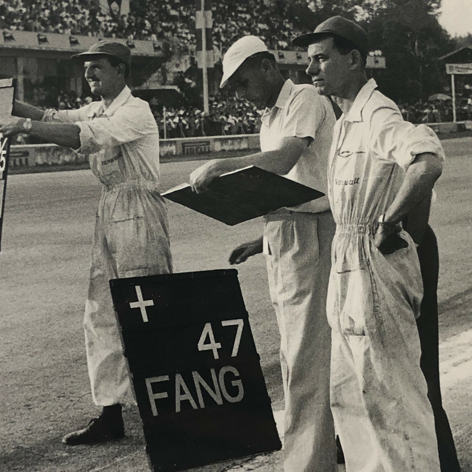 Vintage 1957 Italian Grand Prix Racing Photo Photograph Print - Track Crew