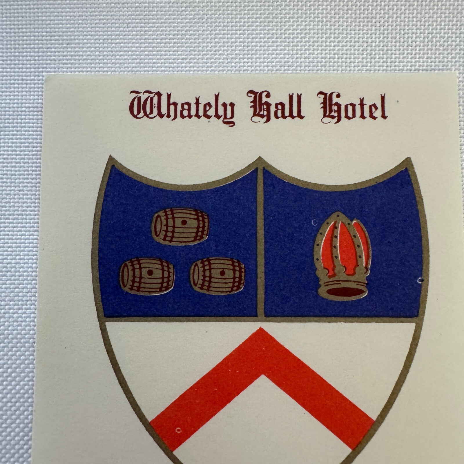 Vintage Whately Hall Hotel Banbury Oxon UK Luggage Label