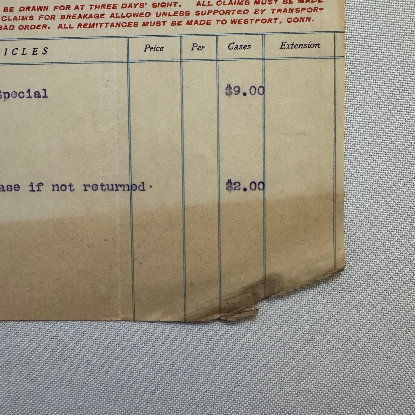The Embalmers Supply Company Westport Connecticut Letterhead Document 1908