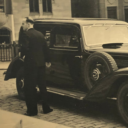 Vintage Photo Photograph Snapshot Man 1935 Alder Diplomat Car Automobile