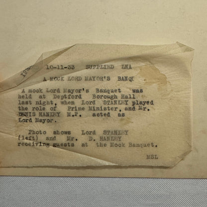 1933 Press Photo Photograph Mock Lord Mayors Banquet London News LNA