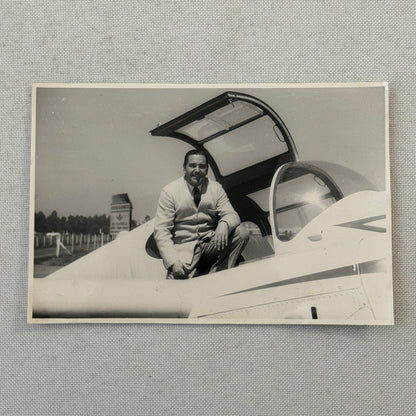 Man with Vintage Airplane Aircraft Plane Photo Photograph
