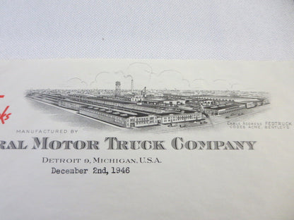 1946 Federal Motor Truck Company Letter Letterhead 