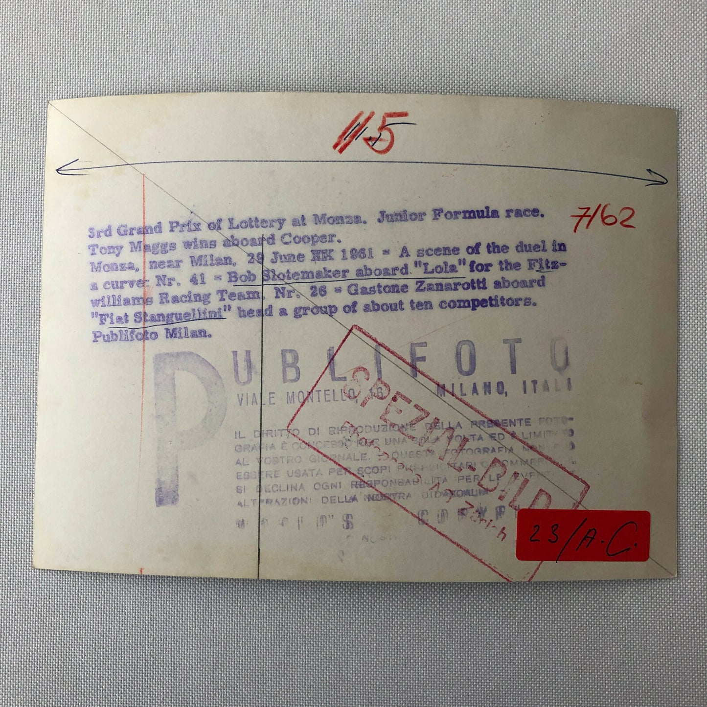 1961 Formula Junior Car Race at Monza Italy Racing Press Photo Photograph 