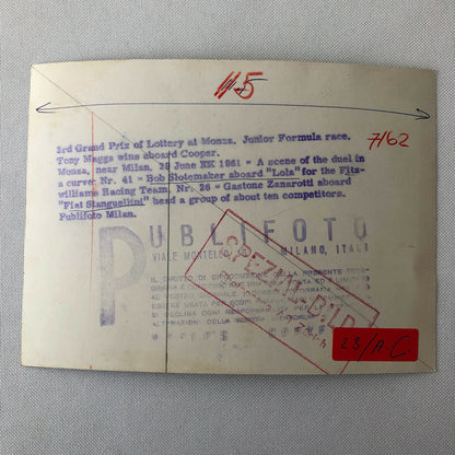 1961 Formula Junior Car Race at Monza Italy Racing Press Photo Photograph 