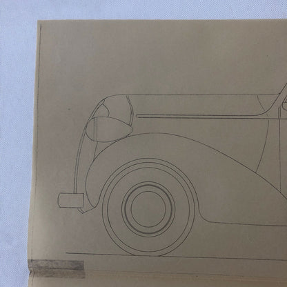 1936 Coachbuilder Car Design Blueprint Rendering Blue Print Coupe Cabriolet 