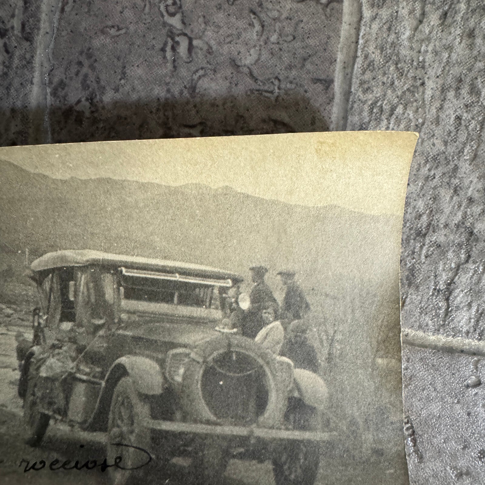 Antique Car Automobile Stuck in River Photo Photograph Vintage