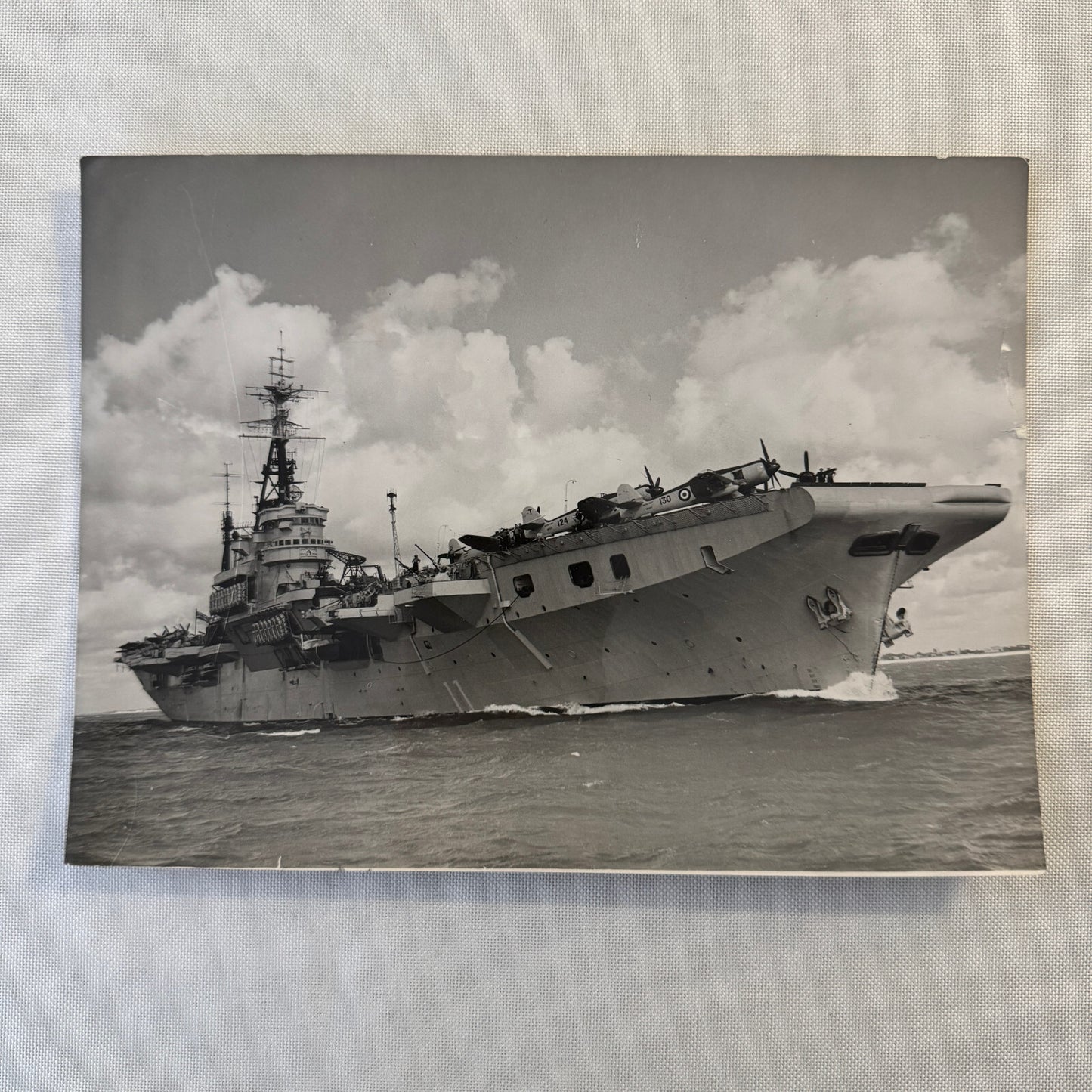 Vintage Military Ship Boat Photo Photograph Print HMS Theseus Aircraft Carrier