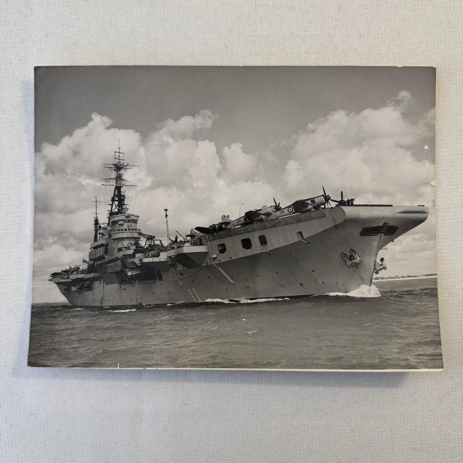 Vintage Military Ship Boat Photo Photograph Print HMS Theseus Aircraft Carrier