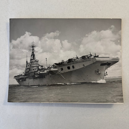 Vintage Military Ship Boat Photo Photograph Print HMS Theseus Aircraft Carrier