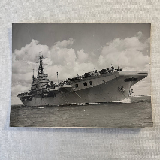 Vintage Military Ship Boat Photo Photograph Print HMS Theseus Aircraft Carrier