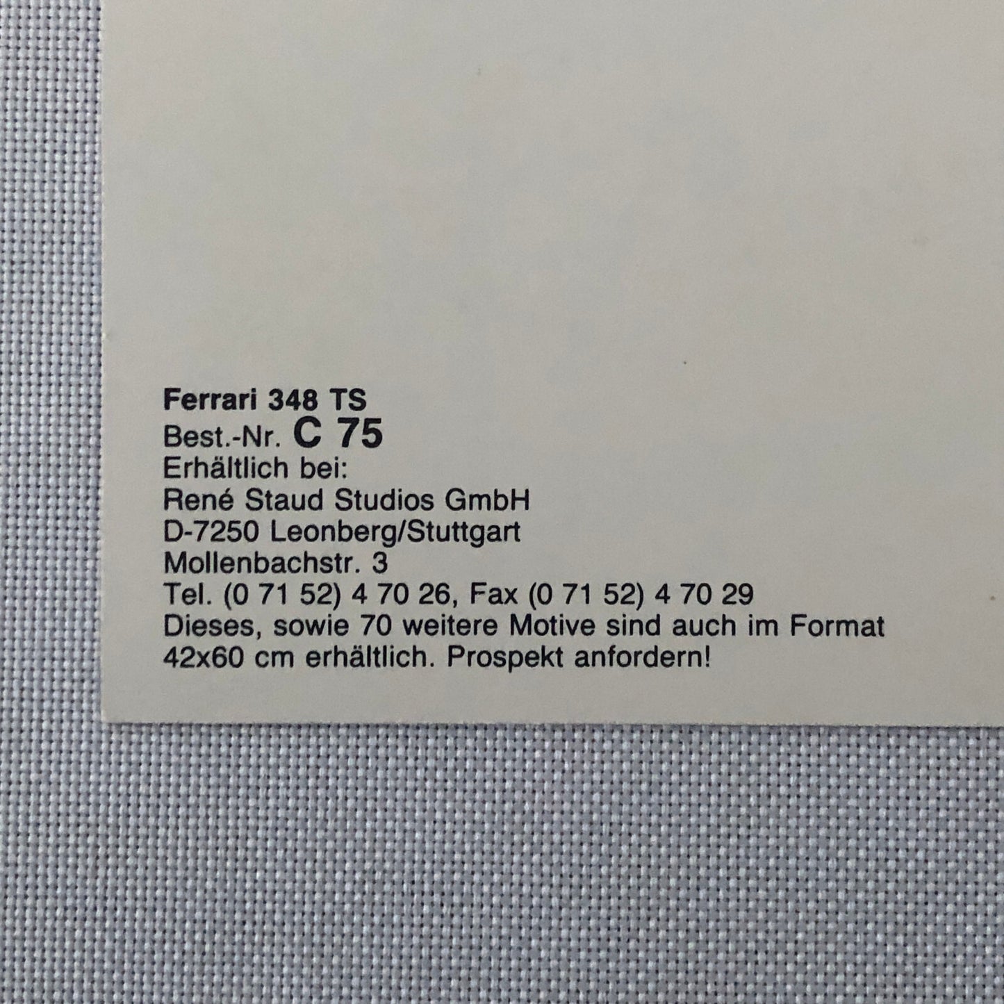 Ferrari 348 TS Rene Staud Postcard Post Card Ferrari 348TS