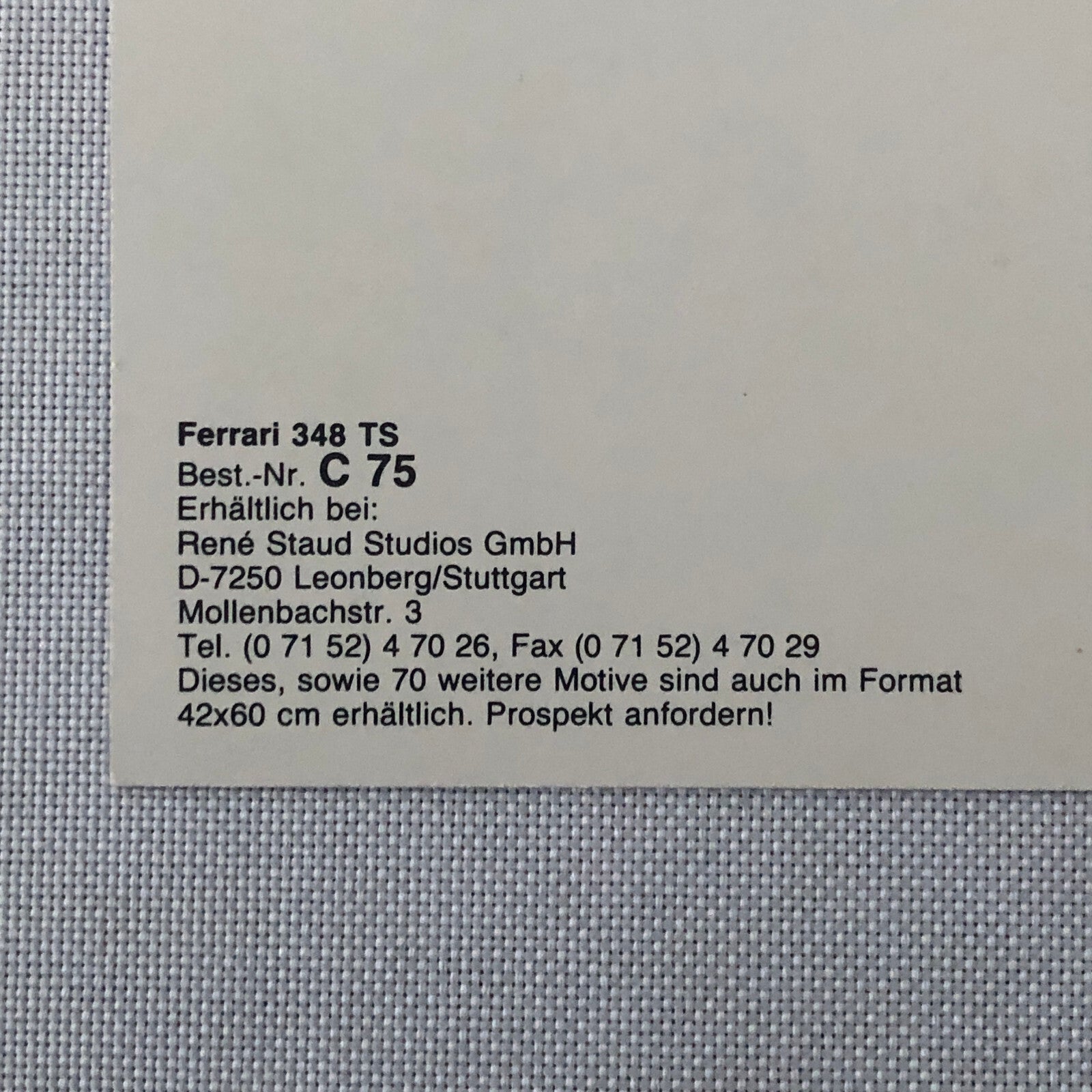 Ferrari 348 TS Rene Staud Postcard Post Card Ferrari 348TS