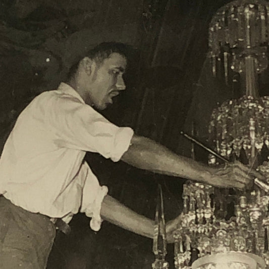 Press Photo Photograph Man Working on Fancy Chandelier 1930s Underwood Photo