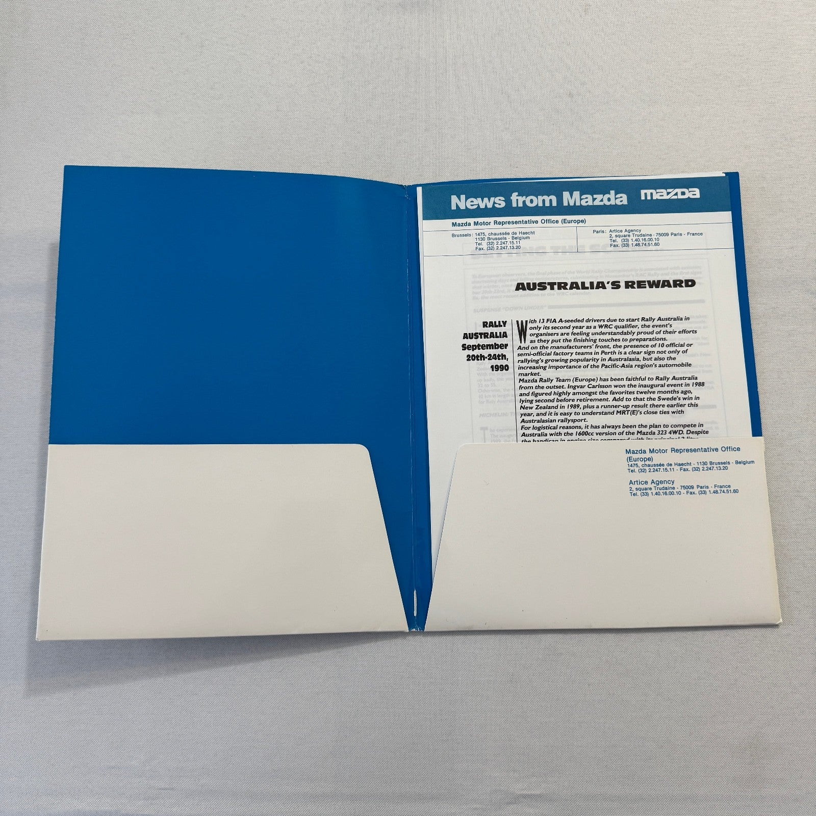 1990 Mazda Group A WRC Rally Rallye Racing Press Kit Brochure Mazda 323