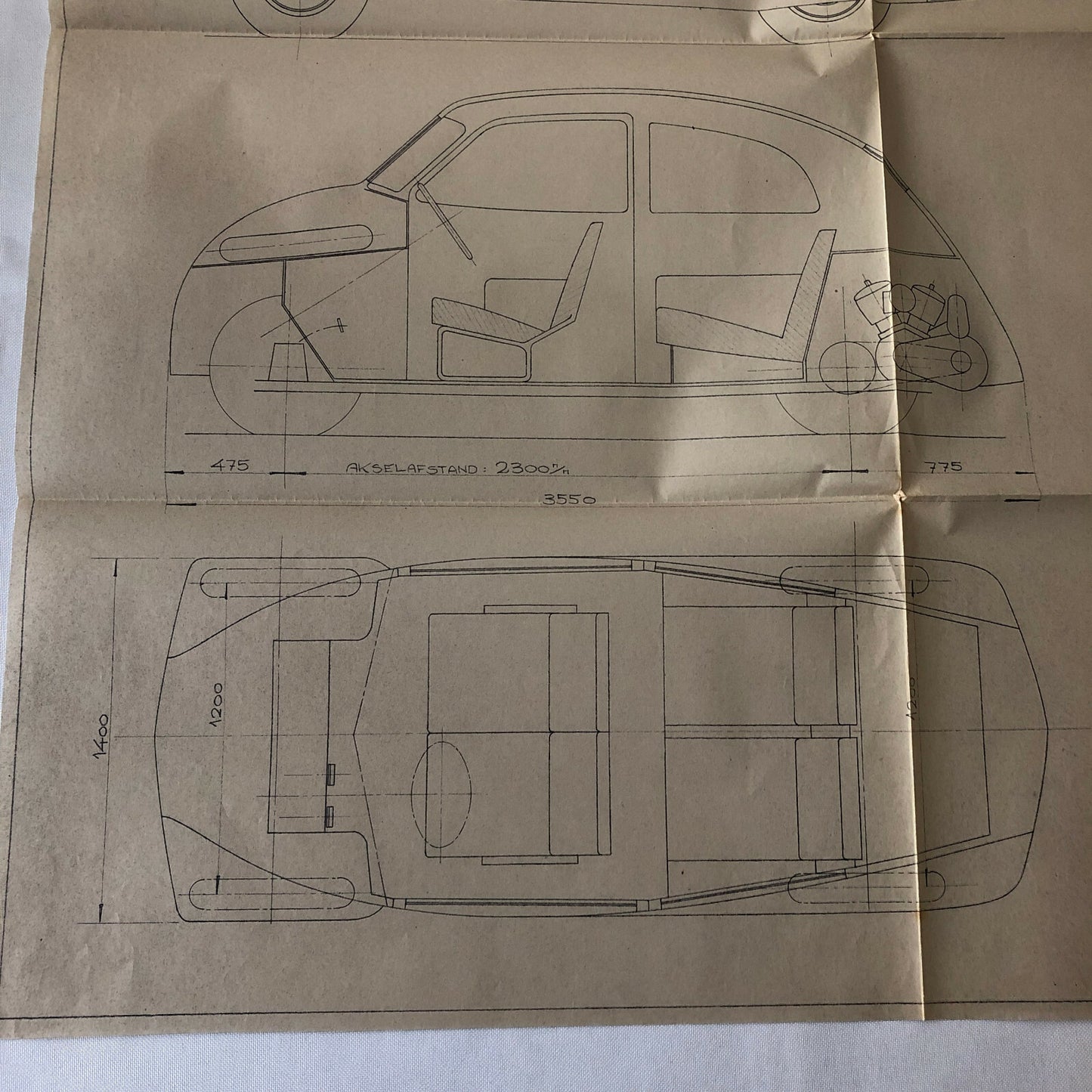 1935 Coachbuilder Car Design Blueprint Rendering Blue Print 2-Door Body