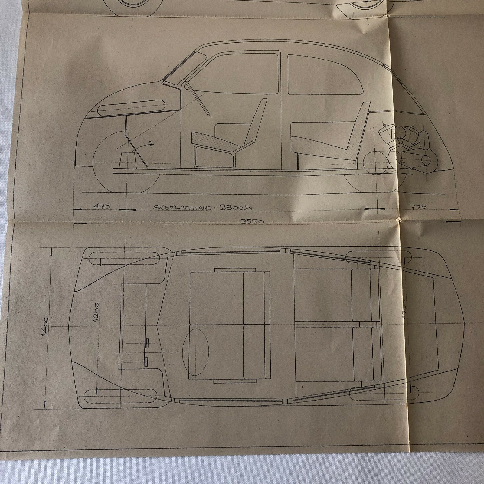 1935 Coachbuilder Car Design Blueprint Rendering Blue Print 2-Door Body