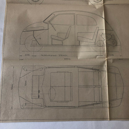 1935 Coachbuilder Car Design Blueprint Rendering Blue Print 2-Door Body