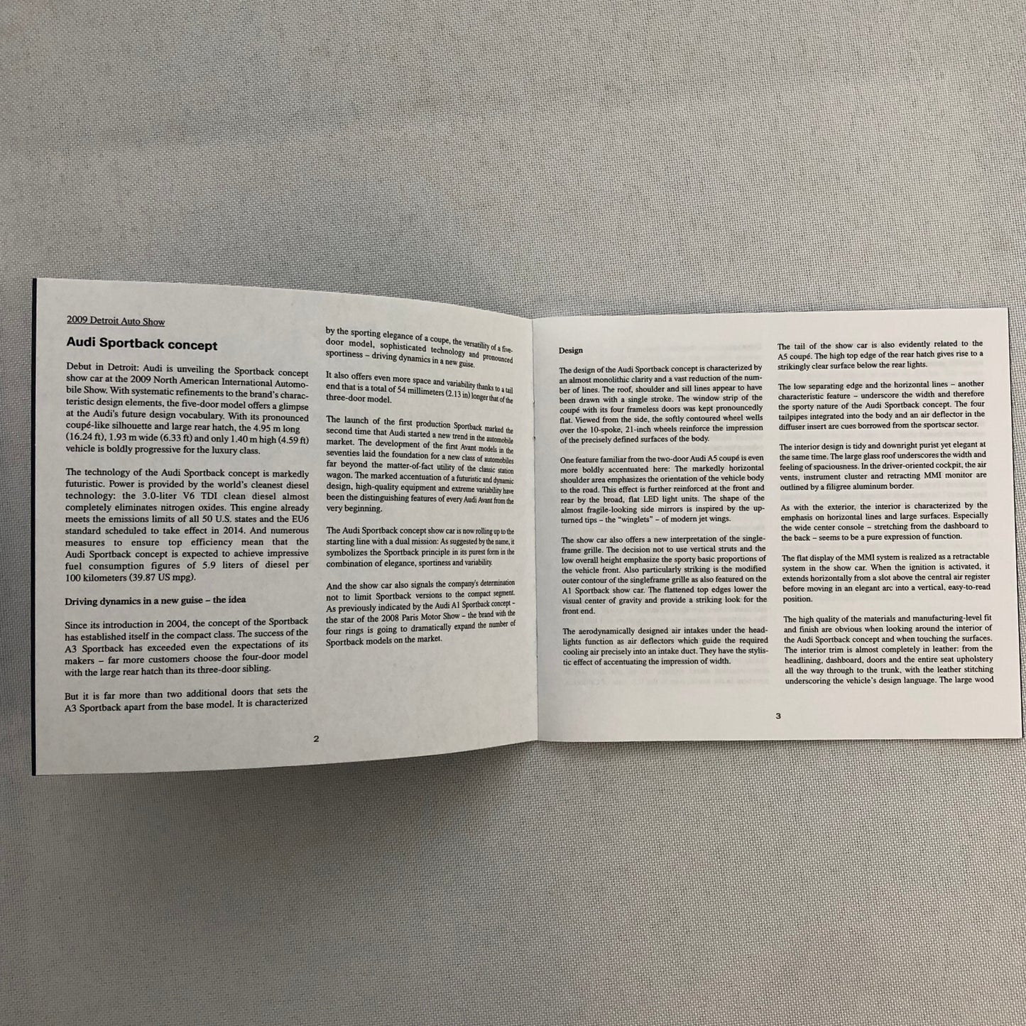 2009 Audi Sportback Concept Car Press Kit Photo CD Box