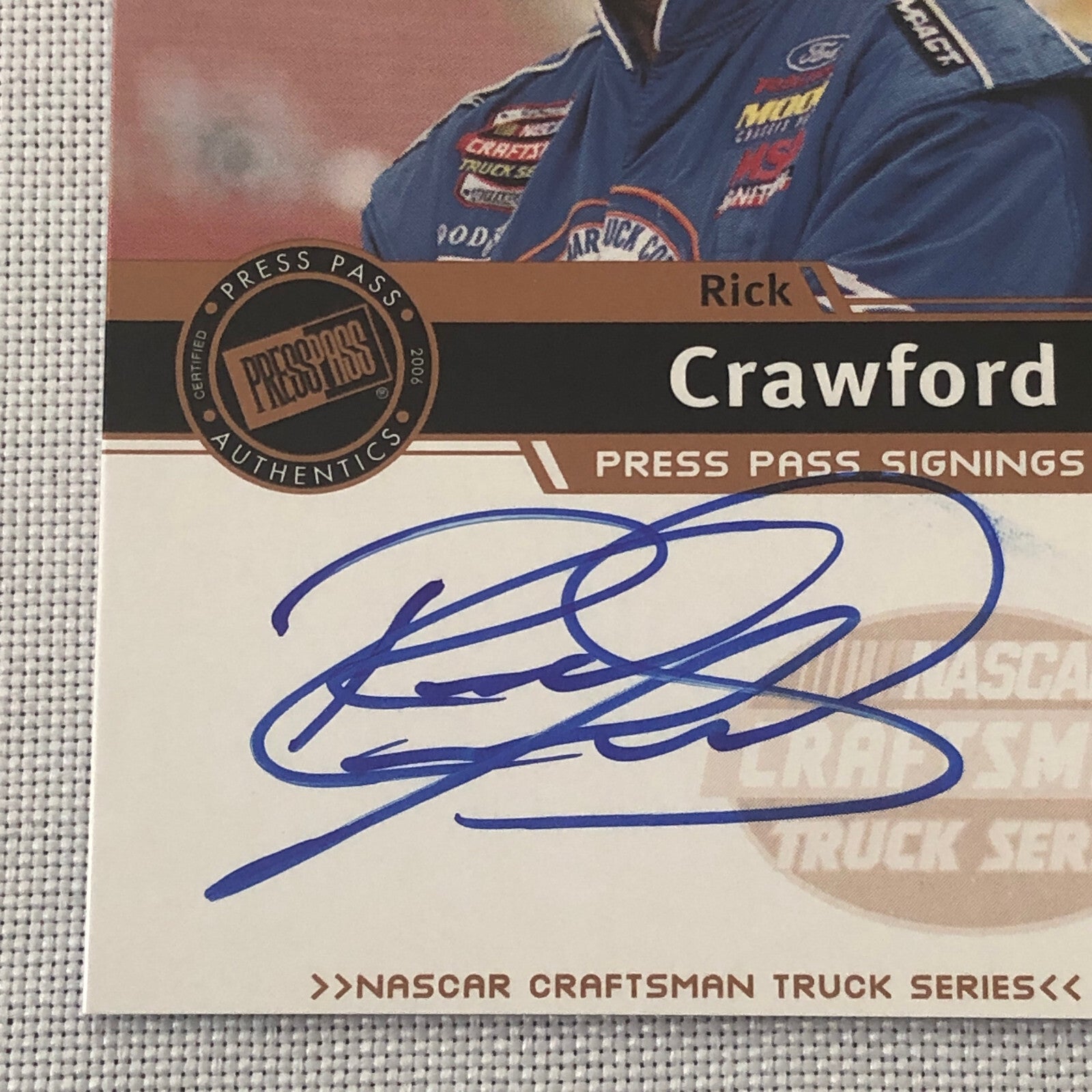 2006 Press Pass Signings Rick Crawford Auto Autograph Signed Card Nascar Truck