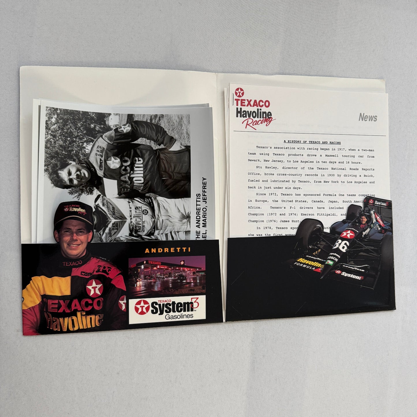 Jeff Andretti Texaco Havoline Racing Press Kit Brochure 1991 Mario Andretti