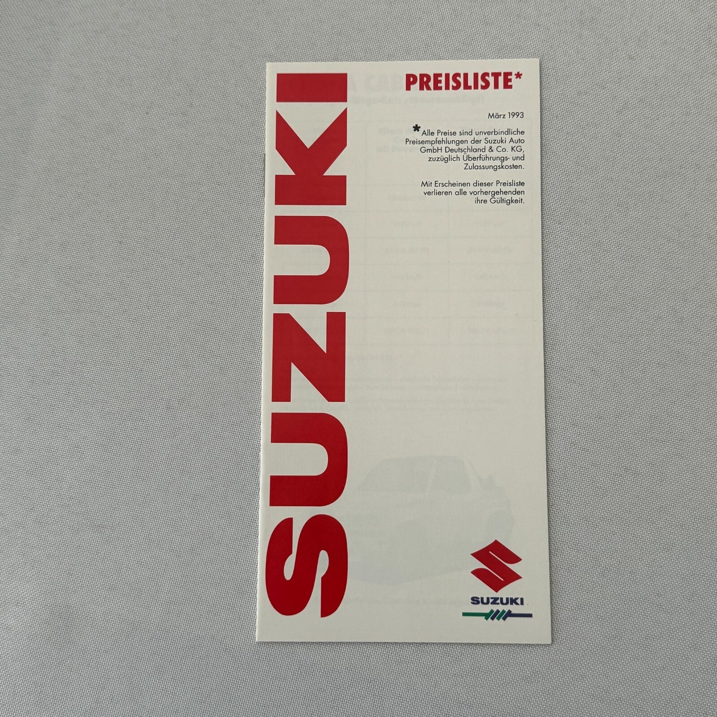 1993 Suzuki Press Kit Brochure German Suzuki Swift Samurai Vitara Super Carry