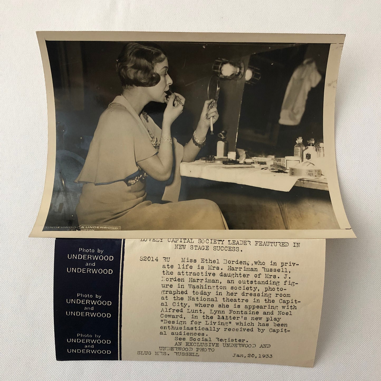 Press Photo Photograph Theater Actress Ethel Borden Harriman Underwood Photo