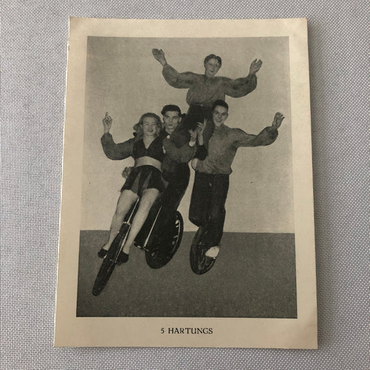 Vintage Circus Performer Bicycle Unicycle Act Postcard Post Card 5 Hartungs