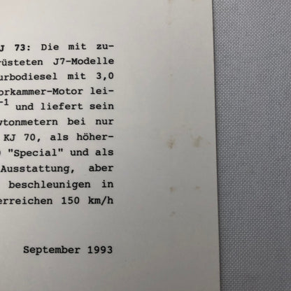 1993 1994 Toyota Landcruiser KJ 70 and KJ 73 Photo Photograph Land Cruiser