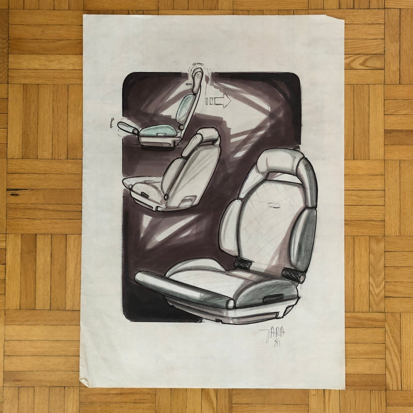 Styling Concept Automobile Illustration Art Drawing Sketch Seat Design 1981 Ford