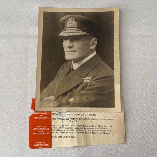 British Naval Admiral Tyrwitt to China Underwood Press Photo Photograph Vintage