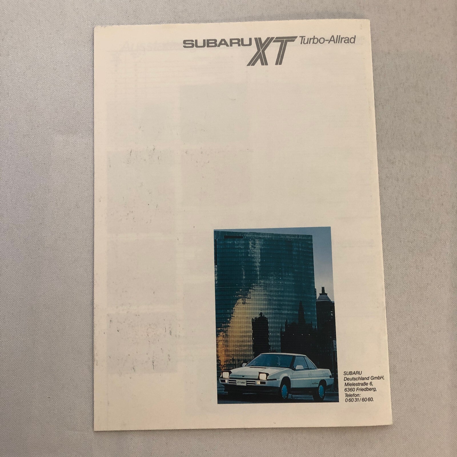 Subaru XT Turbo Car Sales Brochure Catalog Advertising German Text