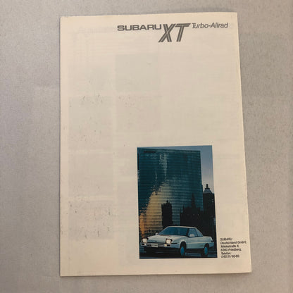 Subaru XT Turbo Car Sales Brochure Catalog Advertising German Text