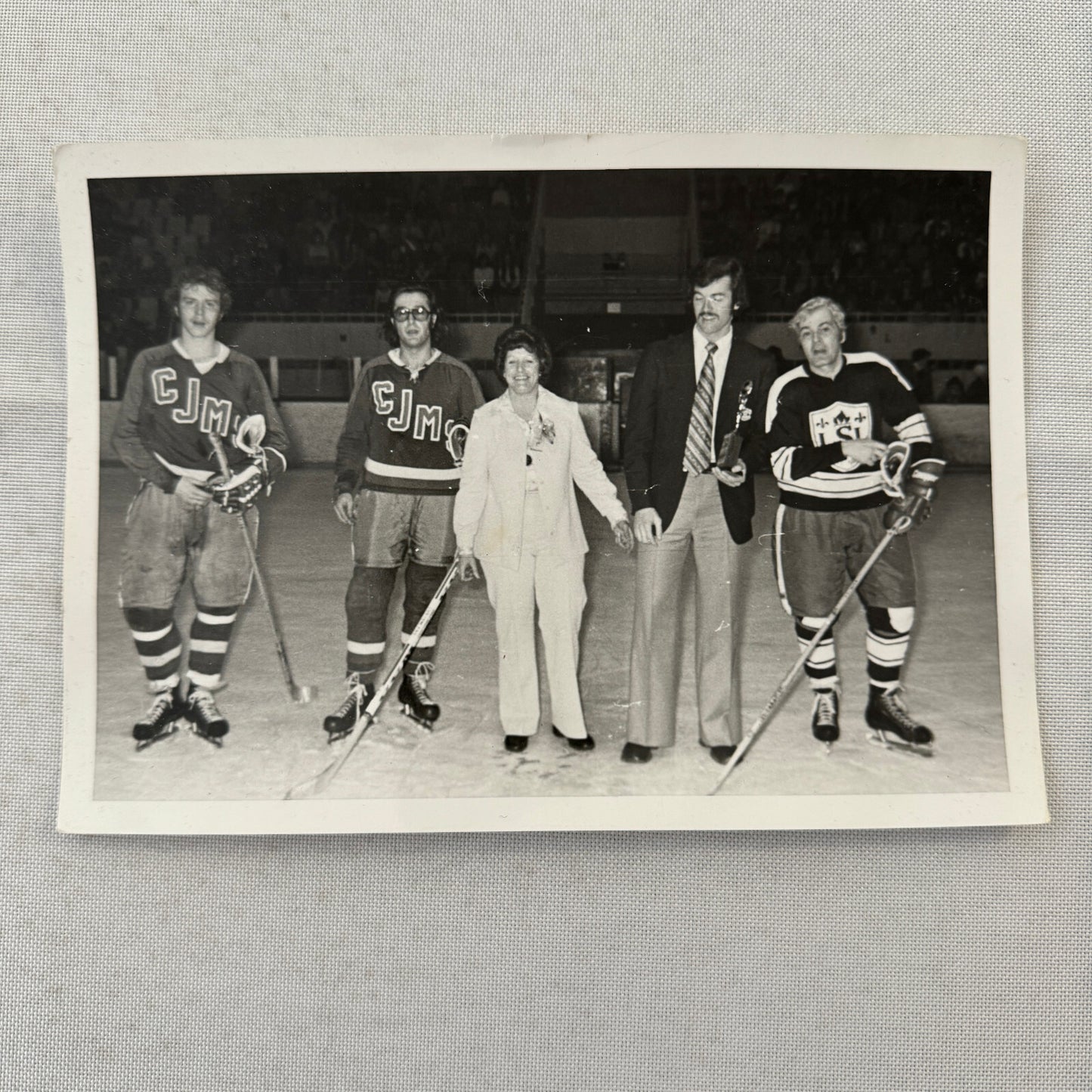 Vintage Hockey Game Photo Photograph Quebec Amateur Players CJMS