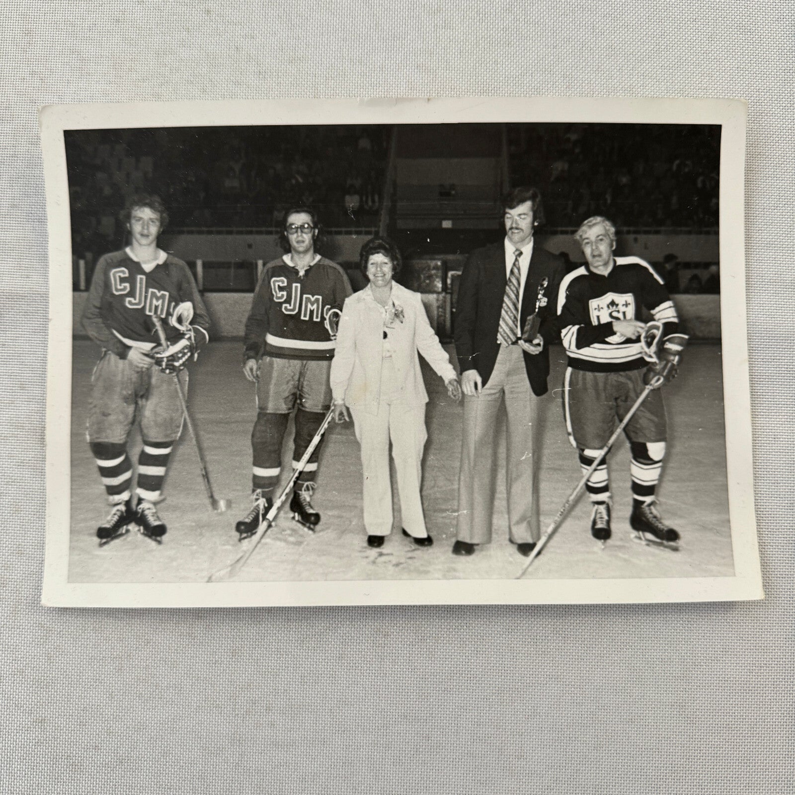 Vintage Hockey Game Photo Photograph Quebec Amateur Players CJMS