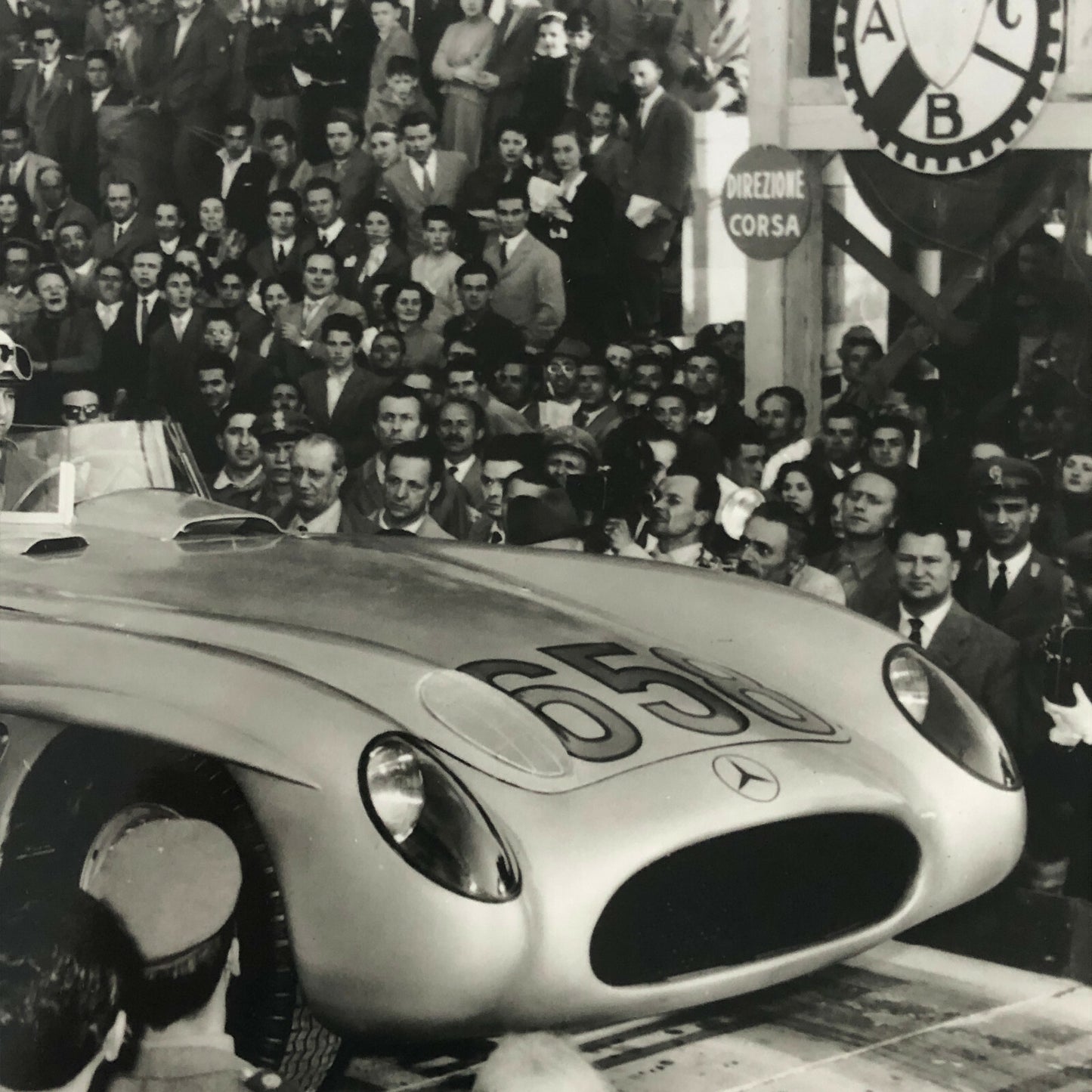 Juan Manuel Racing Driver in Mercedes Benz Car 1955 Mille Miglia Photo Print 
