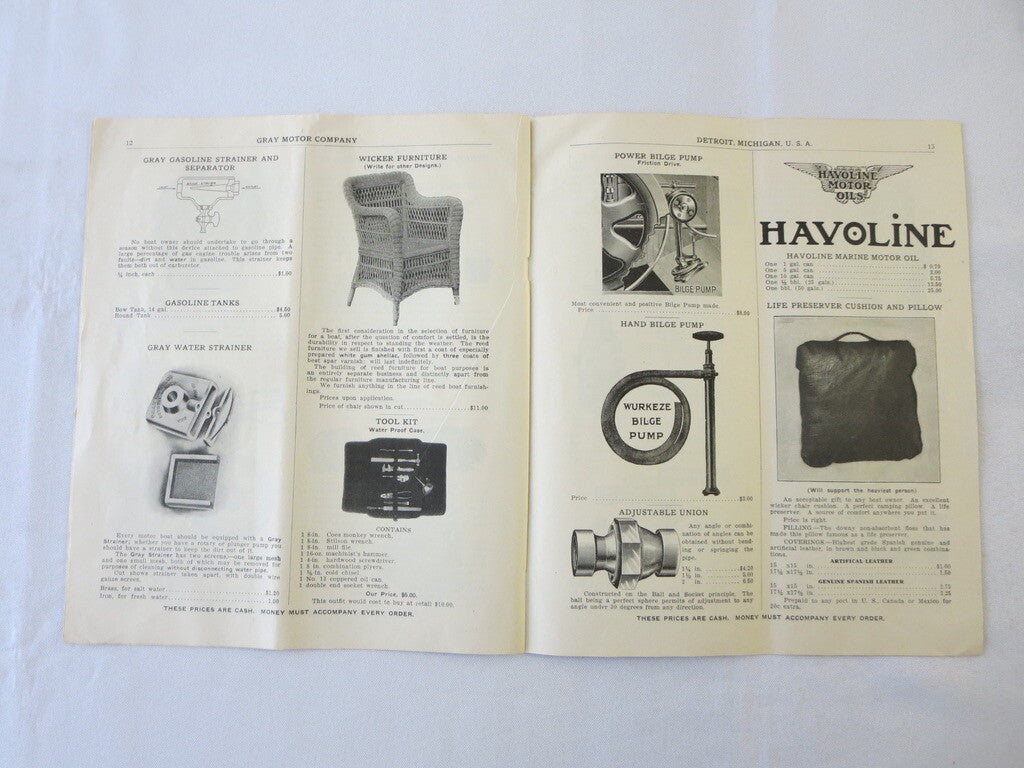 1909 Gray Motor Company Boat & Engine Accessory Sales Brochure Catalog 