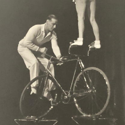 Circus Performer Man Woman Bicycle Balancing Act Bike Real Photo Postcard RPPC
