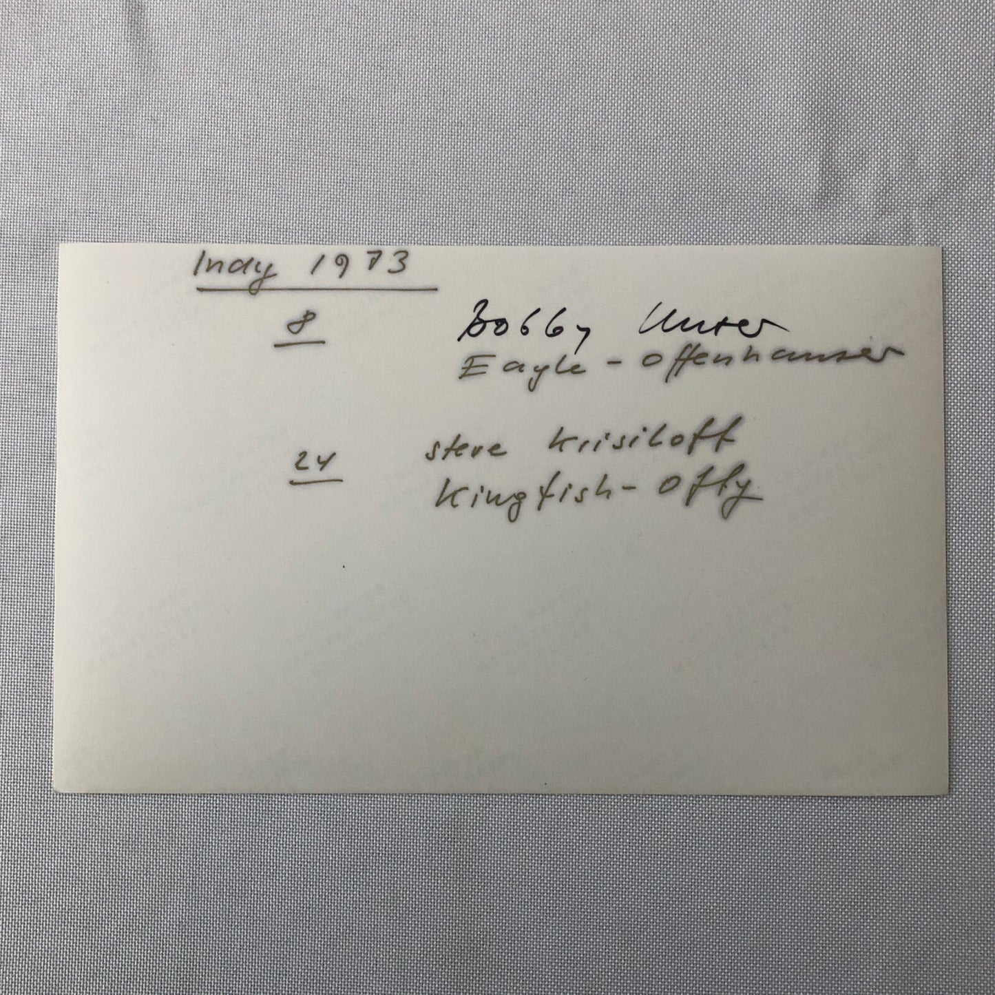 Vintage Indy Indianapolis Racing Photograph 1973 Bobby Unser Steve Krisiloff